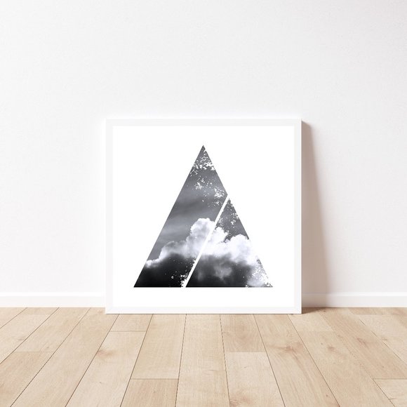 Unframed minimalist 12x12 B&W cloud art print - Picture 1 of 3
